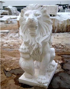 White Marble Lion Sculpture,Garden Stone Lion Statues