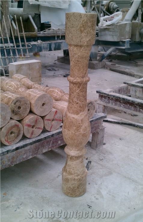 Yellow Emperador Light Marble Stone Baluster,Hot Sale Natural Marble Railing