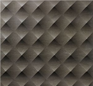 Modular Natural Stone 3d Black Wall Panel, Black Granite Wall Panels