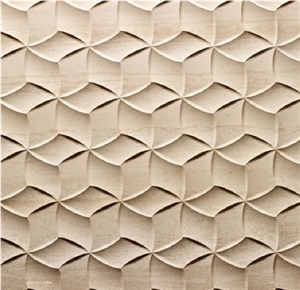 Modular Natural Stone 3d Wallcovers, Beige Limestone Wall
