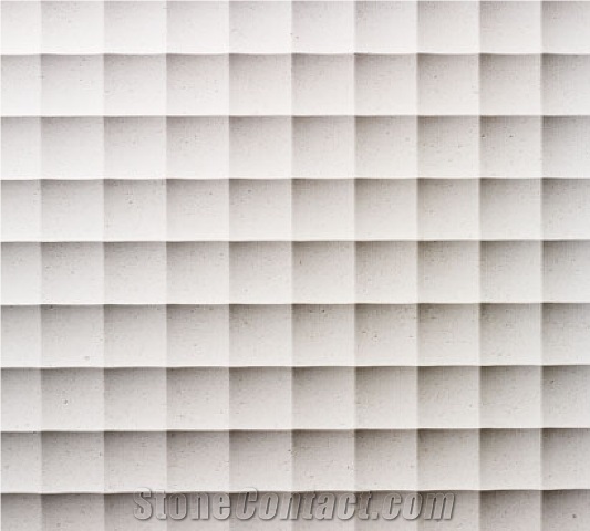 Natural Stone 3d Wall Panel Quadro Curve Tiles, White Limestone 3d Wall Panels