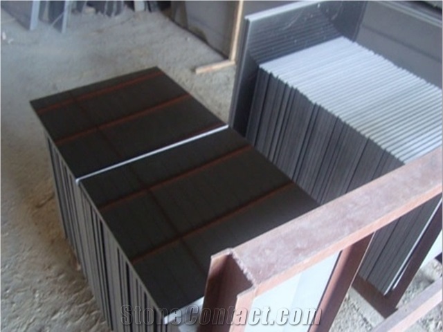Pure Black Granite Tiles, Shanxi Black, China Black, Absolute Black Granite Tiles