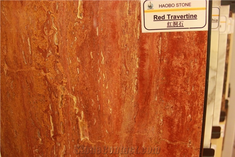 Red Travertine Polishing Tiles with Good Quality