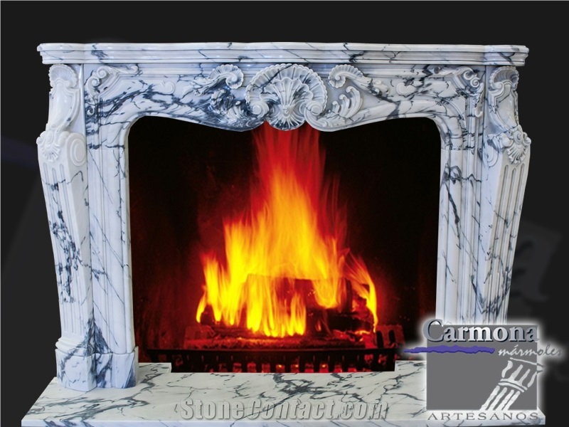 Marsella Fireplace Mantel in Arabescato Corchia Marble