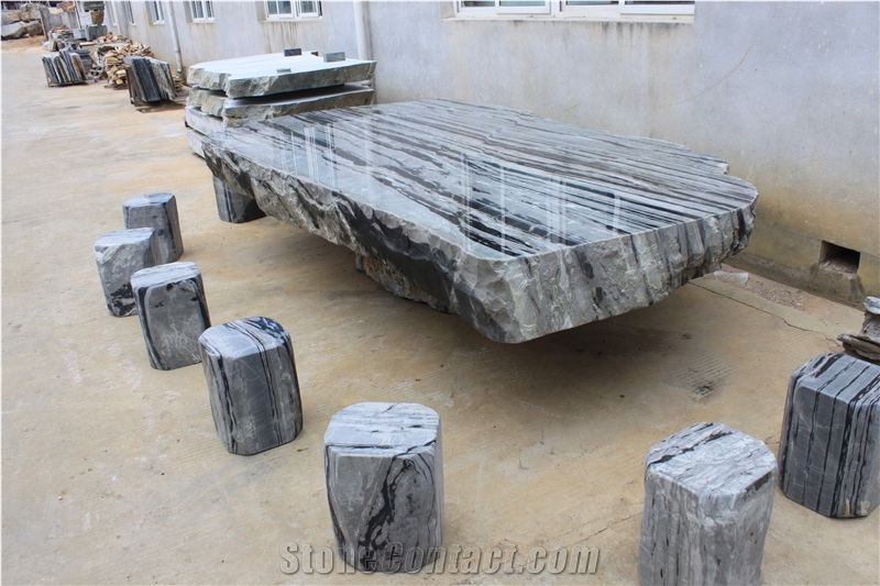 Black and White Hua"An Jade Bench/Table for Landscaping
