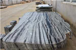 Black and White Natural Stone Table & Bench