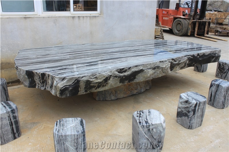 Granite Stone Table & Chair,Hua"An Jade,Nine Dragon Jade