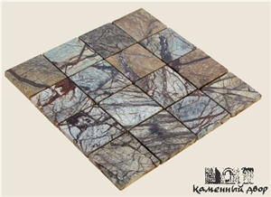 Rain Forest Brown Marble Brushed Mosaic