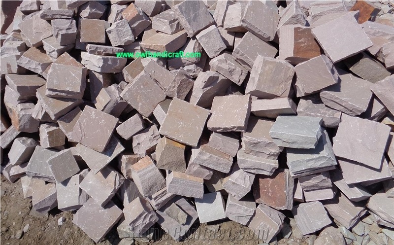 Kandla Multicolor Sandstone, Kandla Brown Sandstone Pavers,Delhi Brown Sandstone Cubes Stone & Pavers