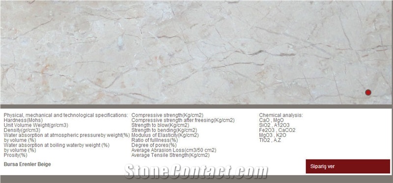 Bursa Erenler Beige Marble Slabs, Turkey Beige Marble