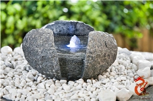 Outdoor Stone Water Fountain with Light, Black Granite Fountains