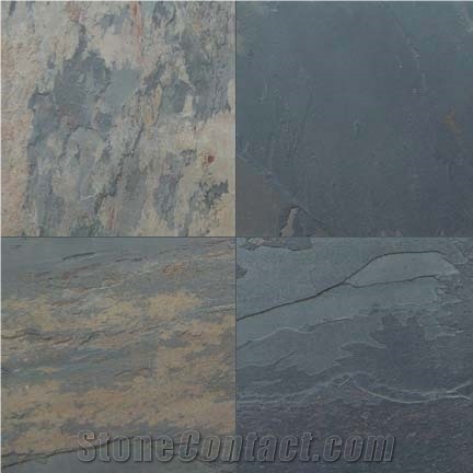 Black Rustic Slate Slabs & Tiles, India Black Slate