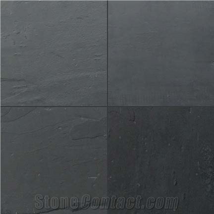 India Black Slate Slabs & Tiles, Polished Slate Floor Covering Tiles