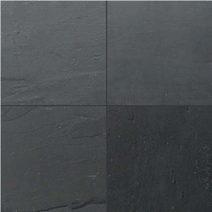 India Black Slate Slabs & Tiles, Polished Slate Floor Covering Tiles