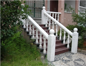 Hite Marble Balustrade/Handrail 40x10x10 cm Round, White Marble Handrail