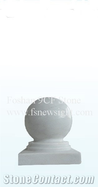 White Marble Ball 20x20x28 cm Round, White Marble Pier Caps
