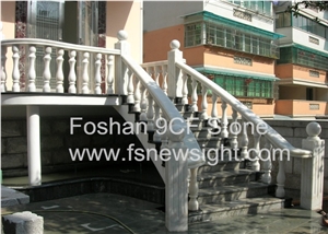 White Marble Balustrade 70x12x12cm Round Railing Handrails, White Marble Railings