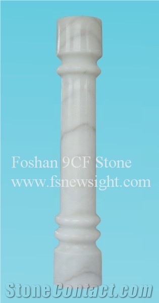 White Marble Balustrade/Handrail 60x12x12 cm Round (1b6010)