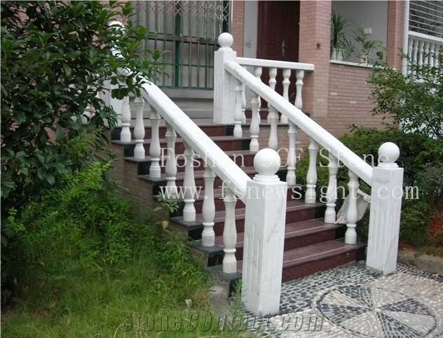 White Marble Balustrade/Handrail 60x12x12 cm Round
