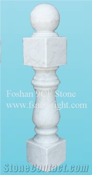 White Marble End Pillar Balustrade, White Marble Balustrade & Railings
