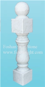 White Marble End Pillar Balustrade, White Marble Balustrade & Railings