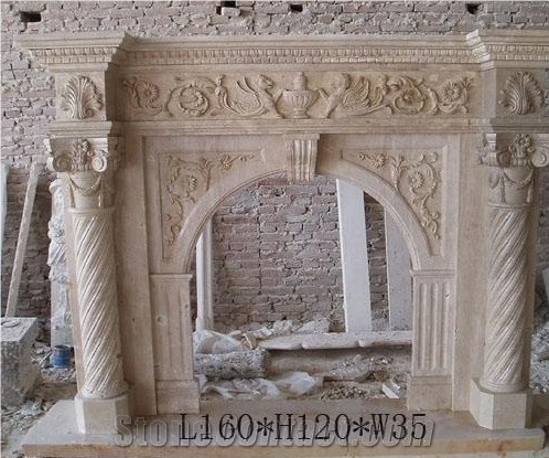 Carved Cream Marble Fireplace Home, Elegant Cream Fireplaces European Style