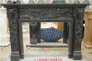 Hand Carved Marble Fireplace Interior, Black Marble Fireplace Elegant