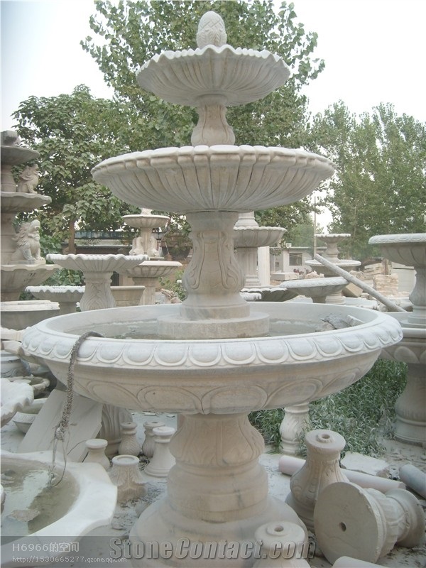 Hand Carved White Marble Fountain Garden/ Home, Custom Fountains