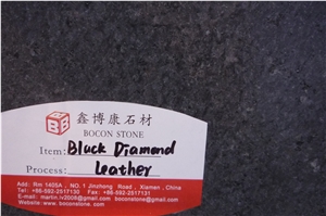 Chinese Black Diamond Tiles, Leather Surface