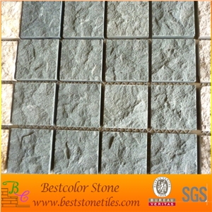 China Black Basalt Paving Tiles, Basalt Stone Cobbles Flamed