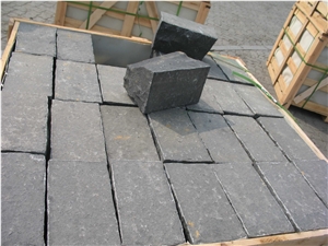 Grey Black Basalt Cubes and Basalt Kerbs Swan Cut / Flamed Surface