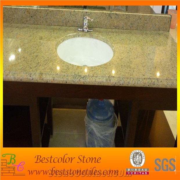 Travertine Vanity Top with Ceramic Sink for Hotel Bathroom Project