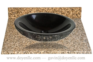 Absolute Black Bathroom Round Sinks 420x140x250, Absolute Black Granite Round Sinks