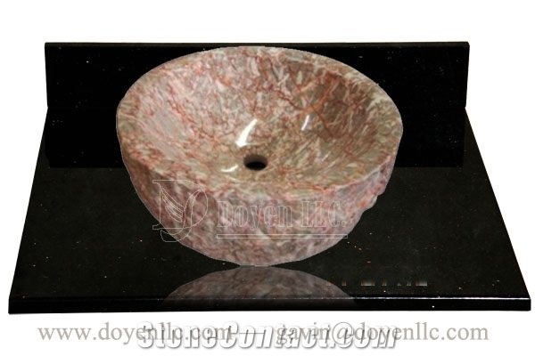 Agate Red Round Bathroom Top Bowl 420x140x25, Agate Red Marble Bowls