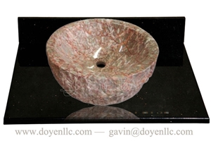 Agate Red Round Bathroom Top Bowl 420x140x25, Agate Red Marble Bowls