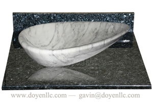 Carrara White Vessel Sinks 650x330x130, Carrara White Marble Vessel Sinks