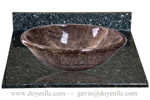 Conch Fossils Marble Bathroom Round Sinks with Vanity Tops 420x140x15