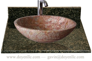 Conch Fossils Marble Bathroom Round Sinks with Vanity Tops 420x140x15