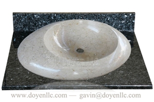 Crema Marfil Bathroom Vessel Bowl & Sinks 550x450x140, Cream Marfil Marble Sinks