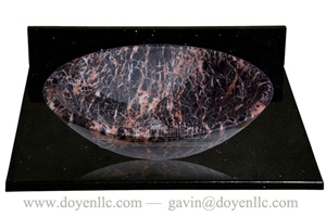 Cuckoo Red Marble Round Sinks with Bathroom Vanity Tops 420x140x15