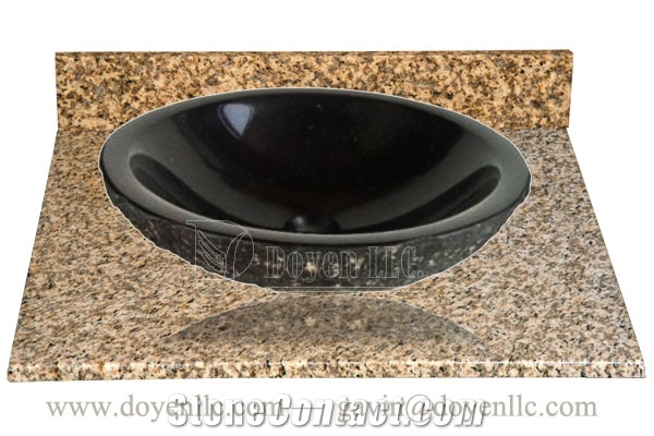 Danba Black Granite Round Sinks with Tops 420x140x25