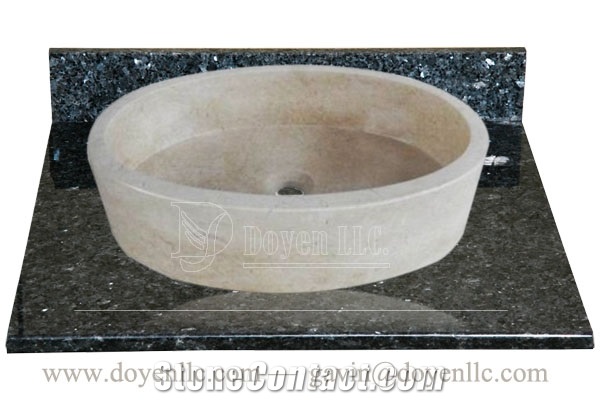 New Cream Marfil Bathroom Vessel Sinks with Bath Top 470x370x130, New Cream Marfil Marble Vessel Sinks