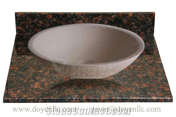 New Royal Botticino Marble Bathroom Round Sinks with Vanity Tops 420x140x15