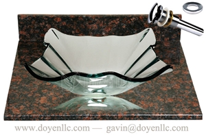 Tan Brown Bathroom Vanity Top with Vessel Bowl and Basin