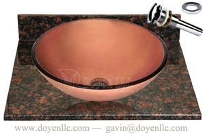 Tan Brown Bathroom Vanity Top with Vessel Bowl and Basin