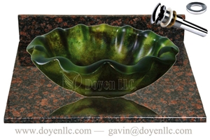 Tan Brown Granite Bathroom Vanity Top with Vessel Bowl- Basin Gs-1080