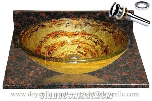 Tan Brown Granite Bathroom Vanity Top with Vessel Bowl- Basin Gs-1080