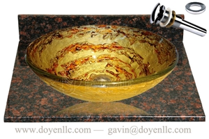 Tan Brown Granite Bathroom Vanity Top with Vessel Bowl Basin Gs-G0438