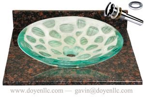 Tan Brown Granite Bathroom Vanity Top with Vessel Bowl Basin Gs-G0438