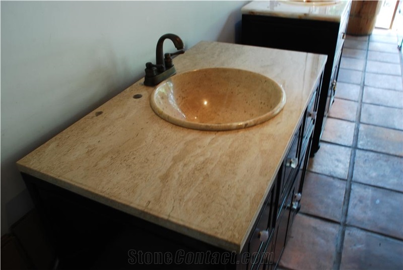 Beige Travertine Bathroom Countertops